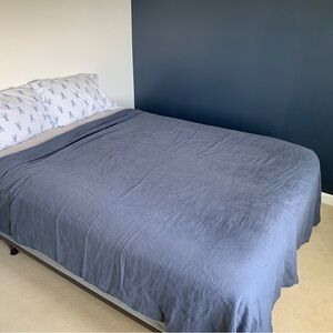 The Citizenry Stonewashed Linen Duvet Cover - Slate Blue